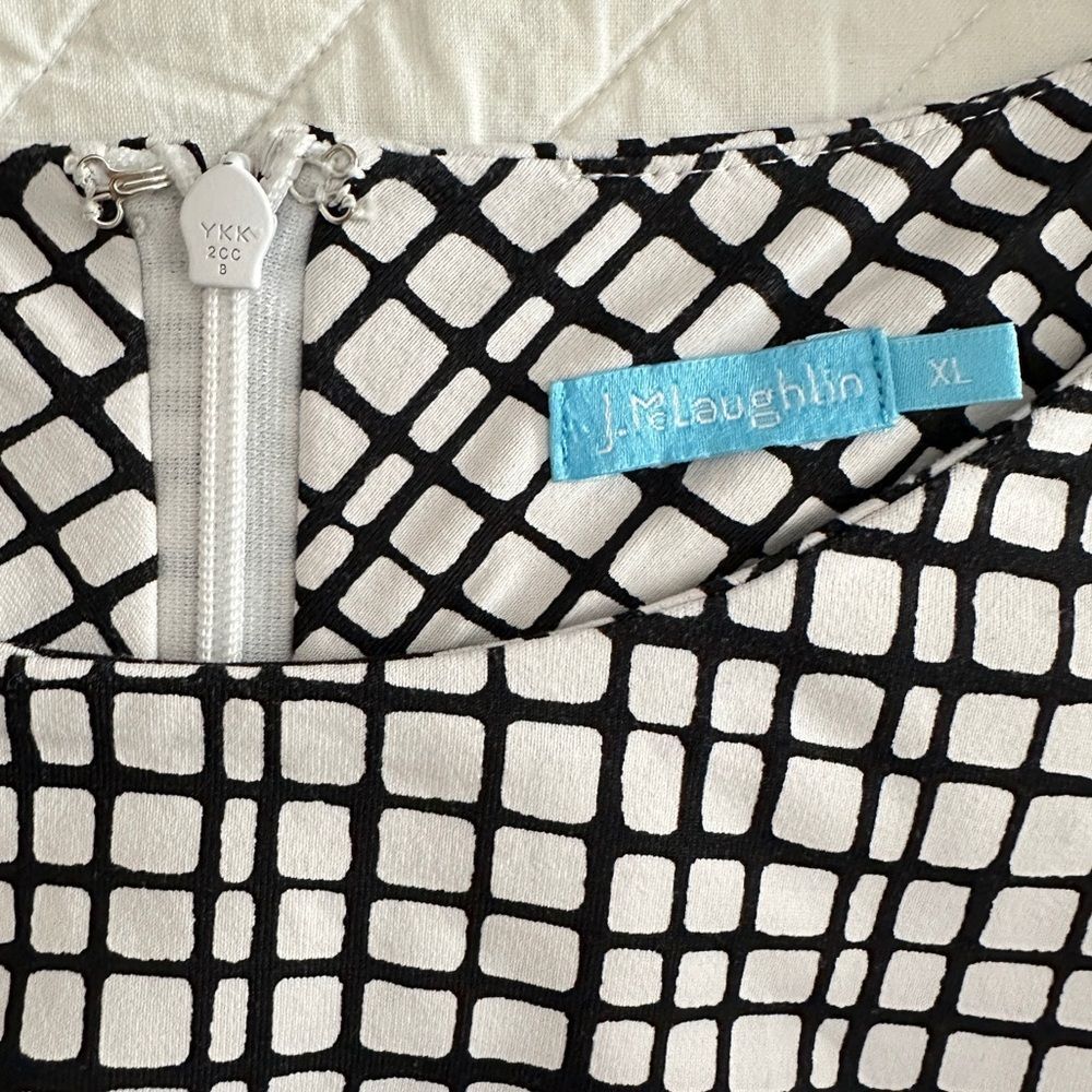 J. McLaughlin Catalina Cloth Mia Dress Black White Mod Matrix Women’s XL - Picture 2 of 10